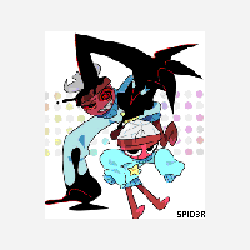 Twisted Gigi and Gigi pixel art pattern, 128×150 grid