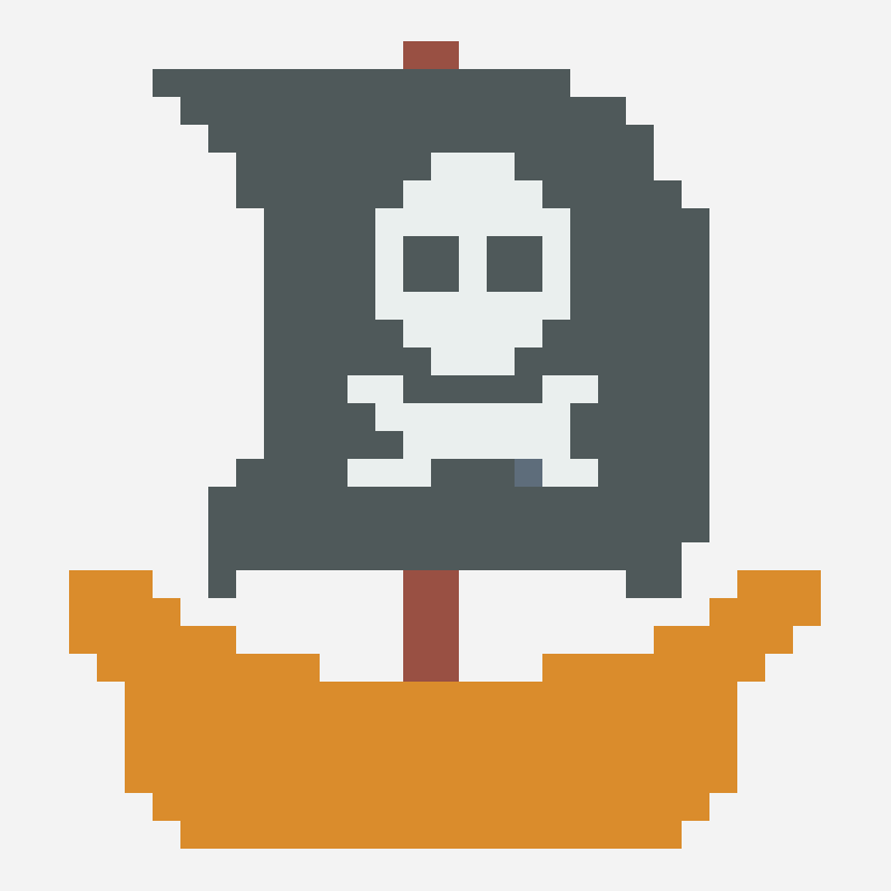 Pirate Ship perler bead pattern, 29×34 grid