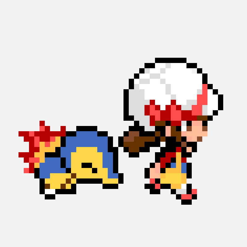 Cyndaquil and Lyra pixel art pattern, 42×35 grid