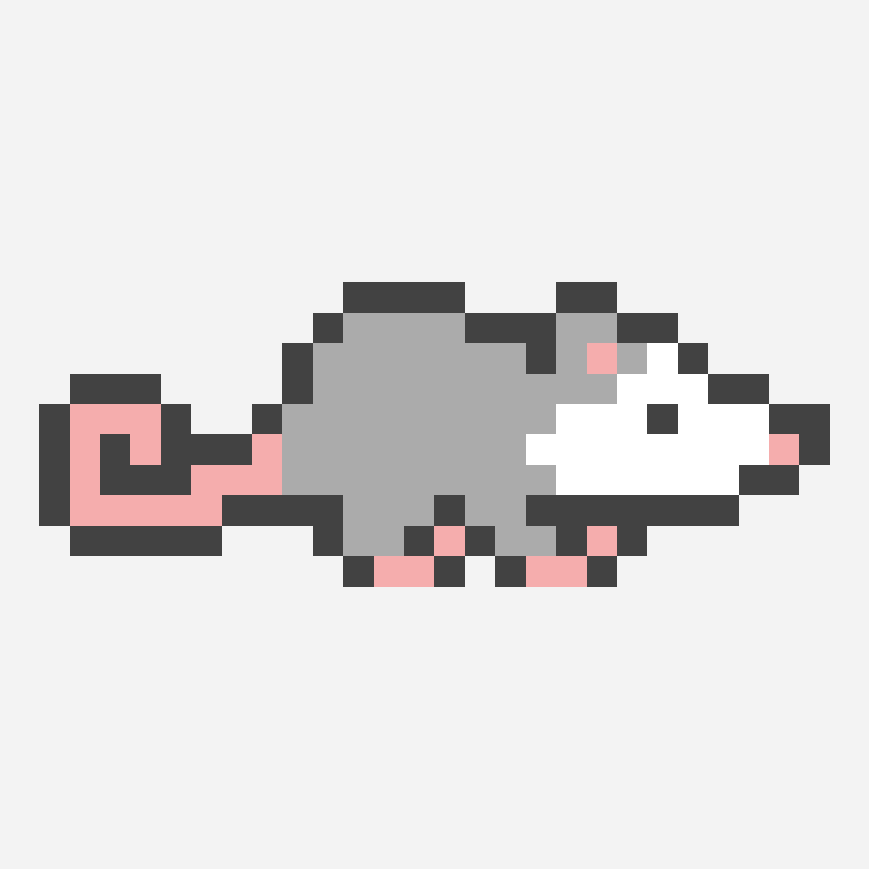 Opossum cross stitch pattern, 26×10 grid