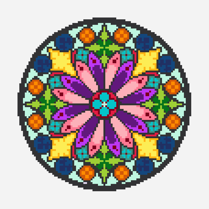 Stained Glass Window cross stitch pattern, 95×95 grid