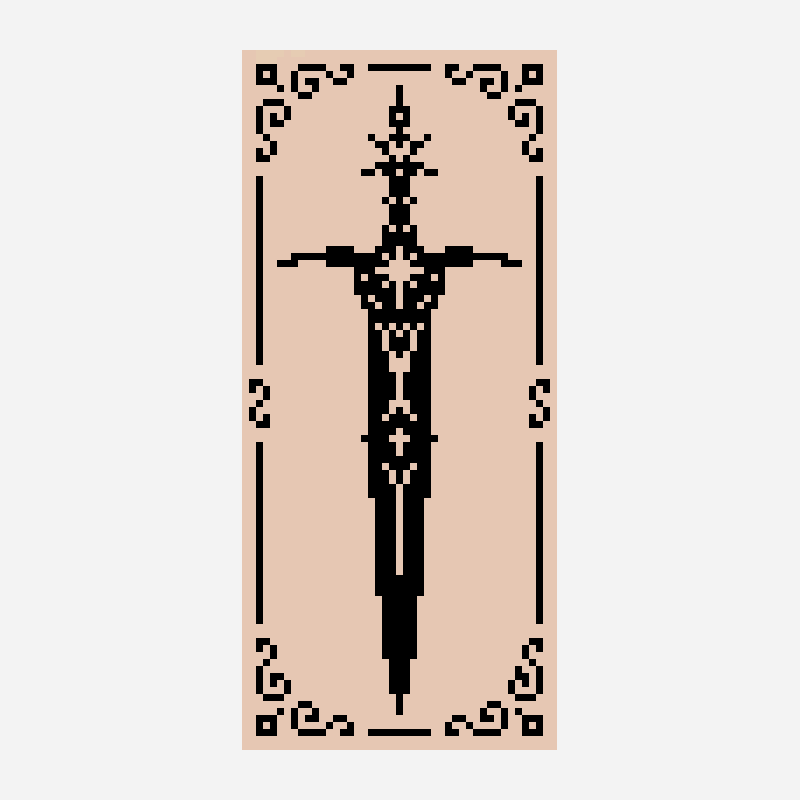 Sword pixel art pattern, 45×100 grid