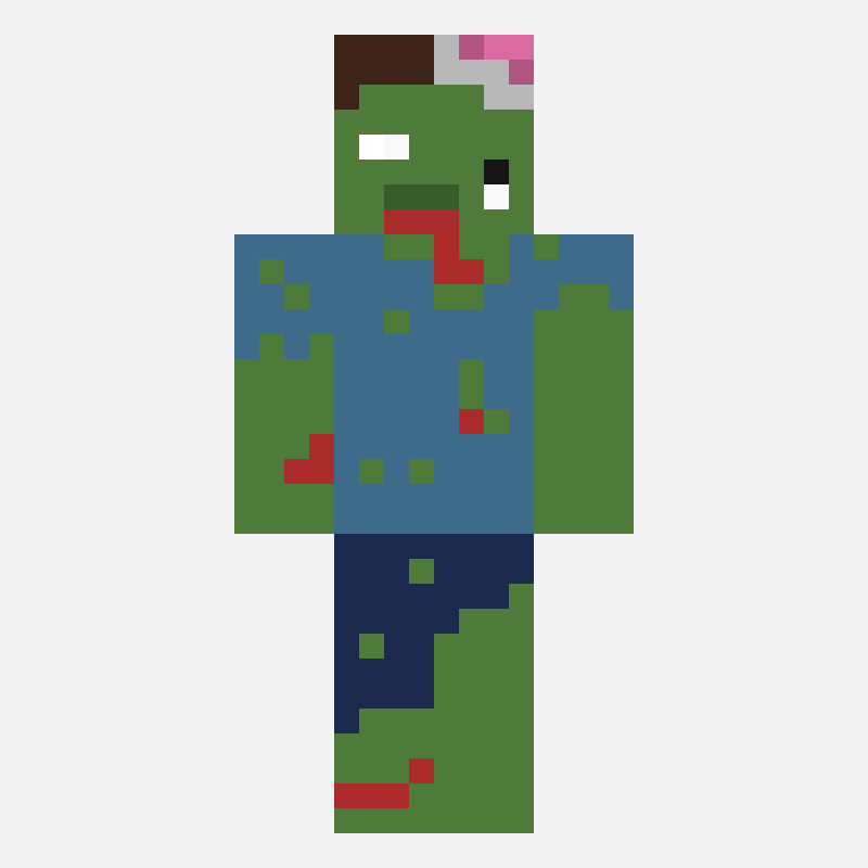 zombie man minecraft skin pattern, 64×64 grid