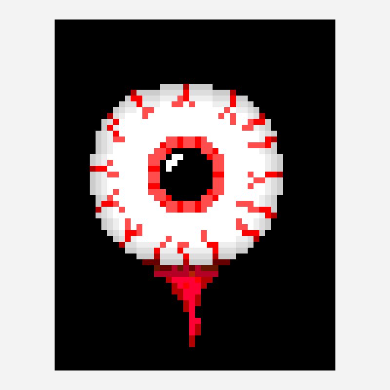 Horror eyeball pixel art pattern, 48×60 grid
