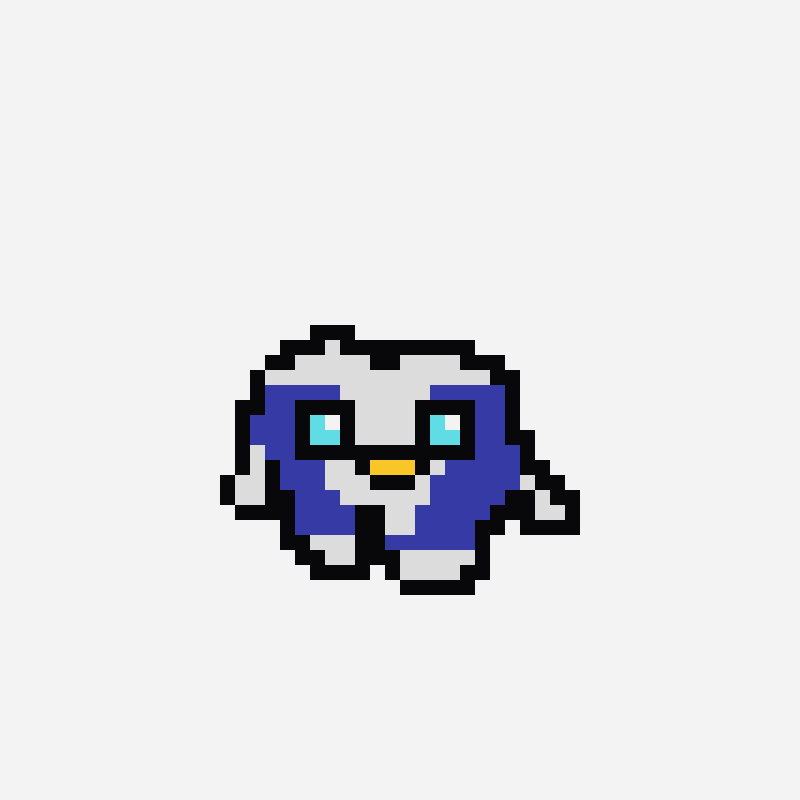 Mr. Penguin minecraft block art pattern, 48×48 grid