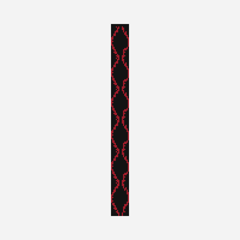 red snake peyote stitch pattern, 15×160 grid