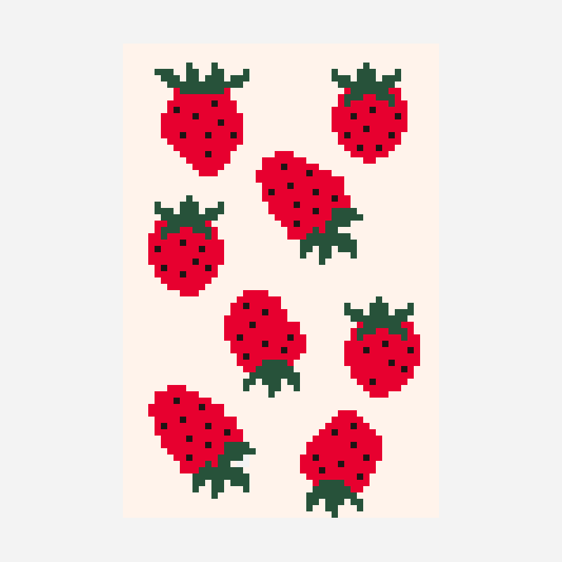 strawberry perler bead pattern, 50×75 grid