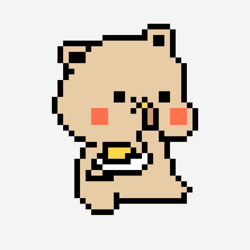 Bear Eating Cheese pixel art pattern, 48×48 grid
