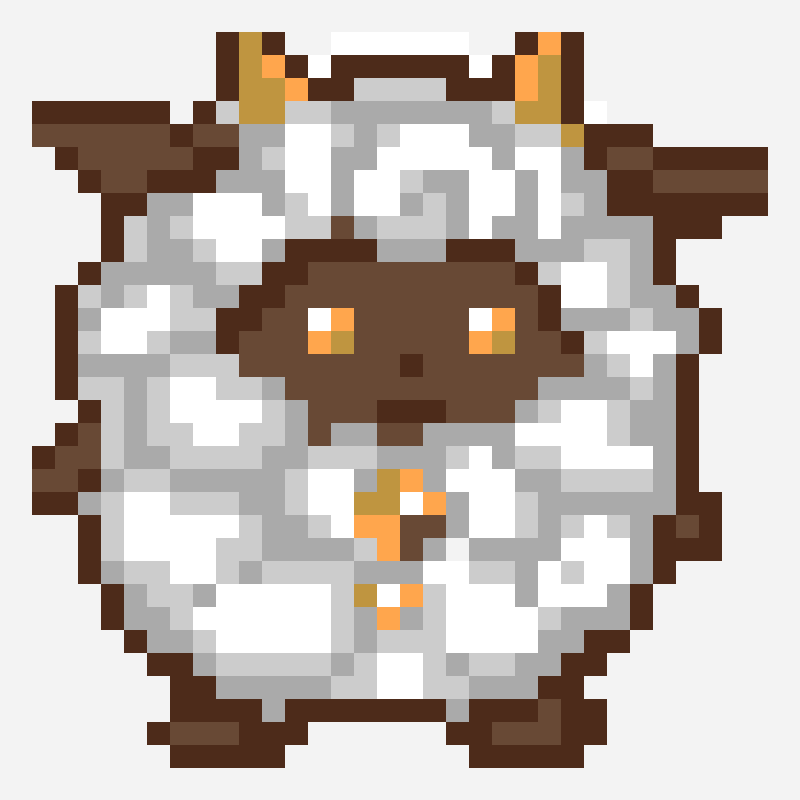 Palworld Lamball Sprite pixel art pattern, 16×16 grid