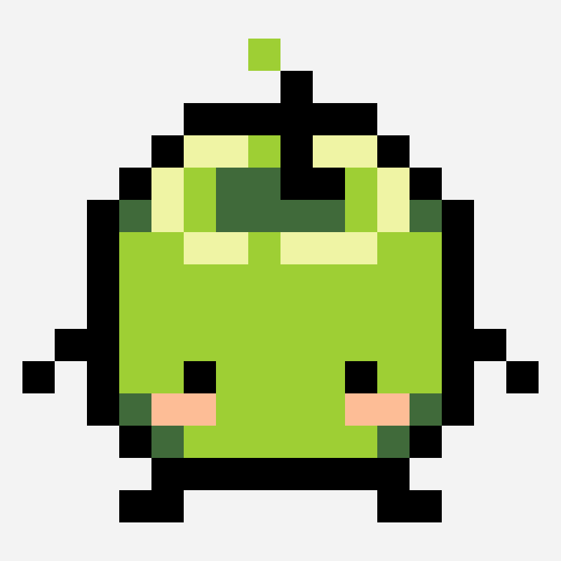 Green Junimo - Stardew Valley cross stitch pattern, 16×15 grid