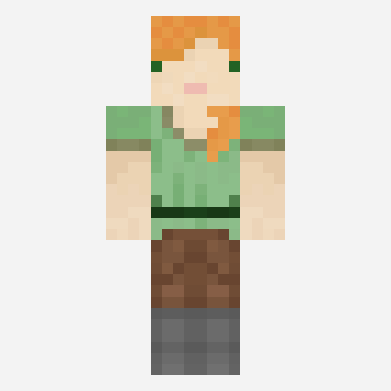알렉스 minecraft skin pattern, 64×64 grid
