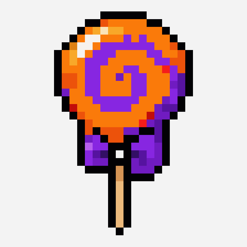 Halloween lollipop pixel art pattern, 18×29 grid