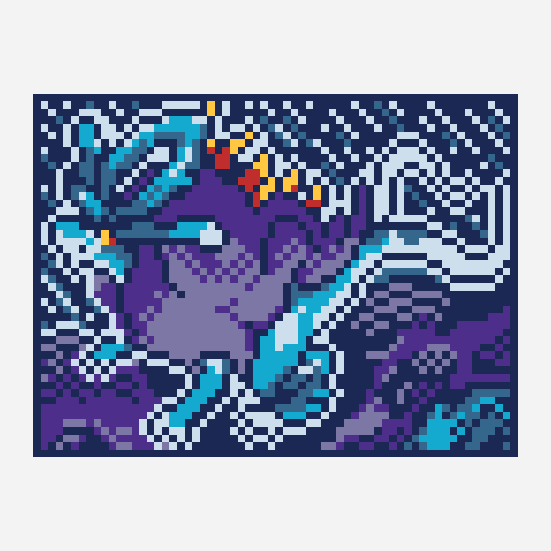 Walking Wake (V1) cross stitch pattern, 64×48 grid
