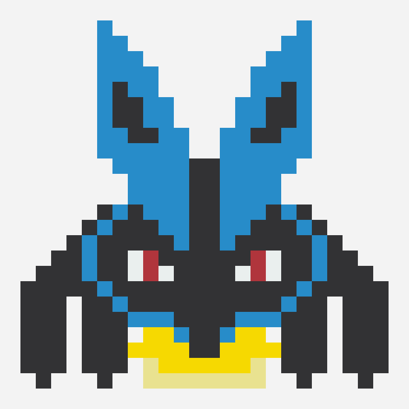 Lucario Easy 펄러 비즈 패턴, 24×24 그리드