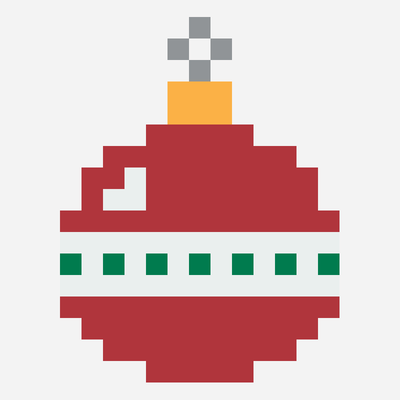 Red bauble ornament pixel art pattern, 13×17 grid
