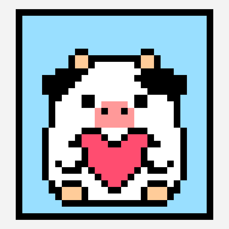 Moomoo's Love <3 patrón de pixel art, cuadrícula 30×32