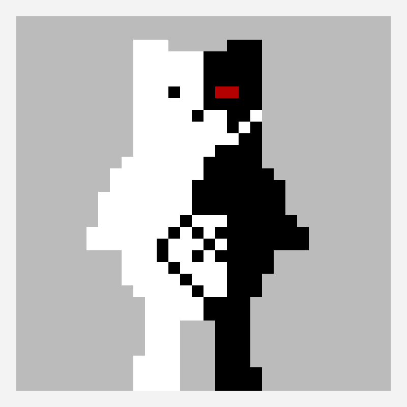My Lackluster Attempt at Monokuma pixel art pattern, 32×32 grid