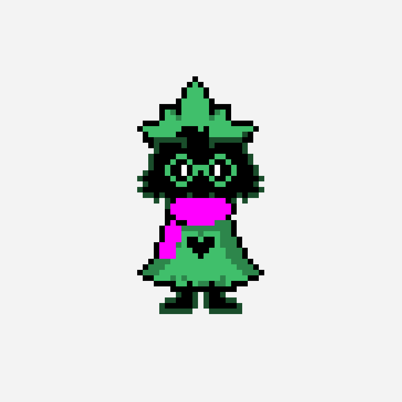 Ralsei (hat on) pixel art pattern, 63×49 grid