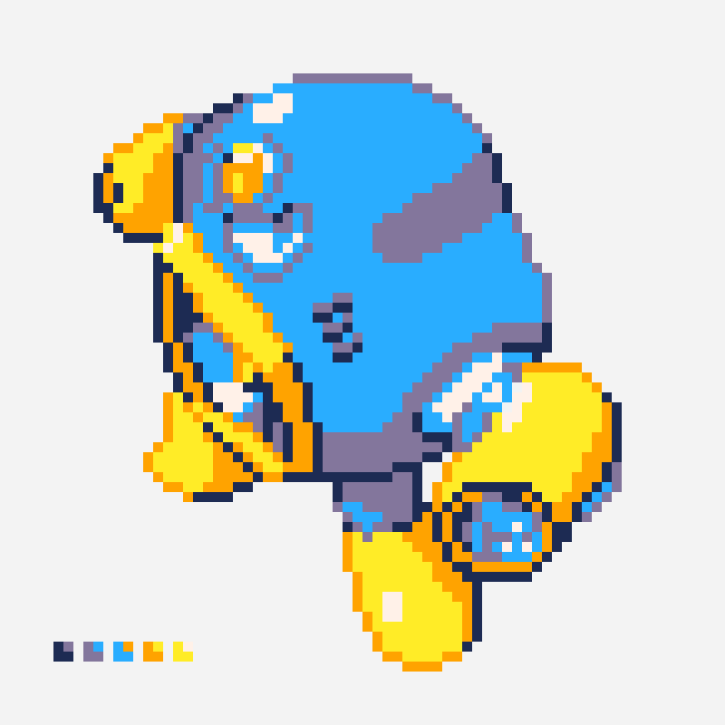 Air Man Powered Up pixel art pattern, 64×64 grid