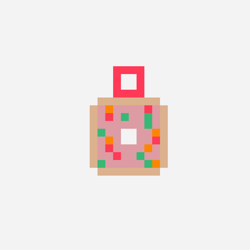 Easy donut keychain perler bead pattern, 29×29 grid