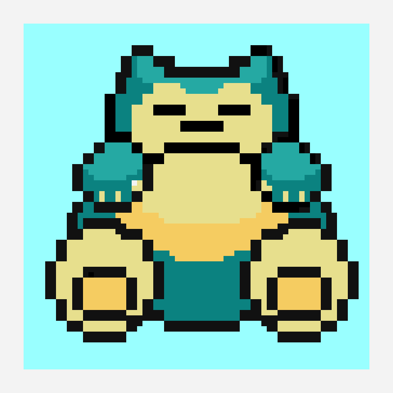 Snorlax pixel art pattern, 64×64 grid