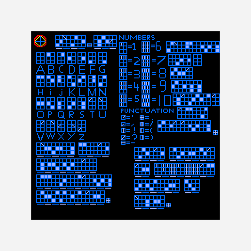 Rune-Six Alphabet pixel art pattern, 200×200 grid