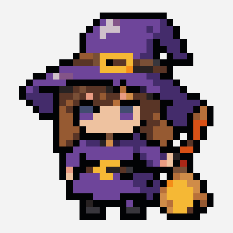 Halloween witch pixel art pattern, 29×31 grid