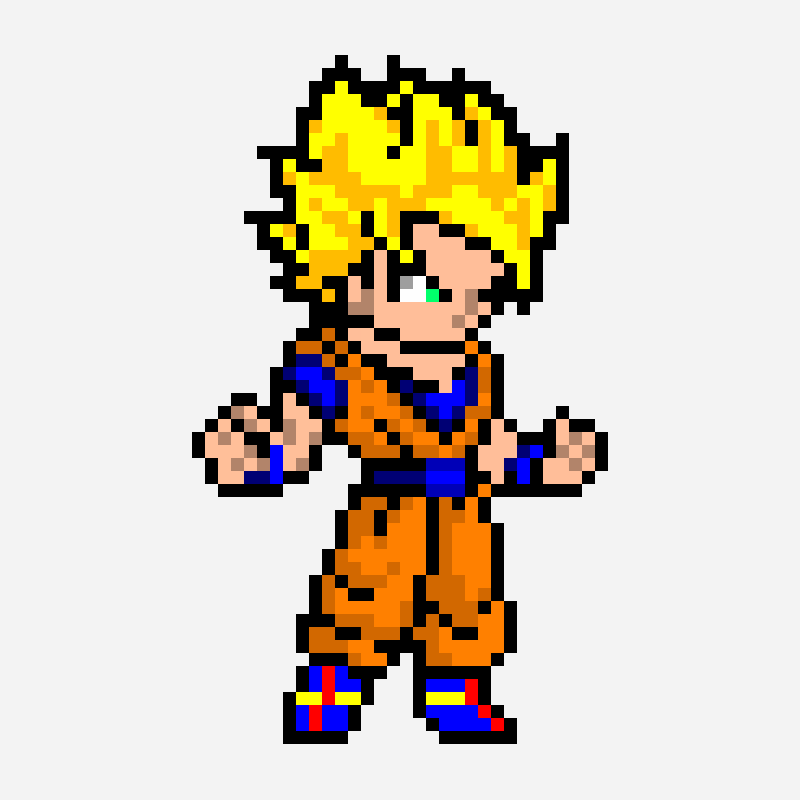 Goku Sjj patrón de pixel art, cuadrícula 32×54