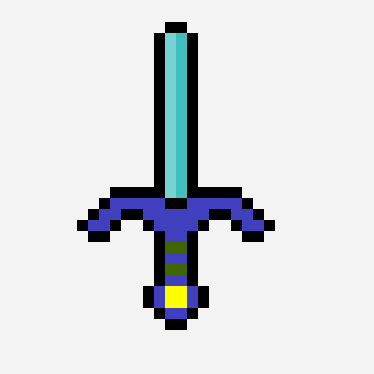 Master sword animation pixel art pattern, 32×32 grid