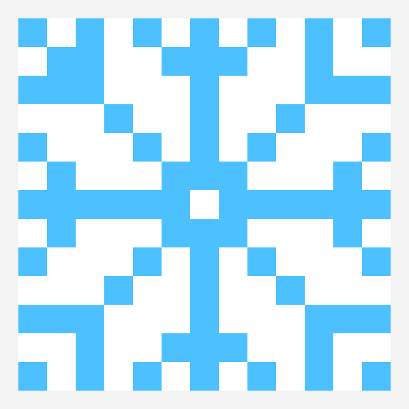 snow perler bead pattern, 13×13 grid