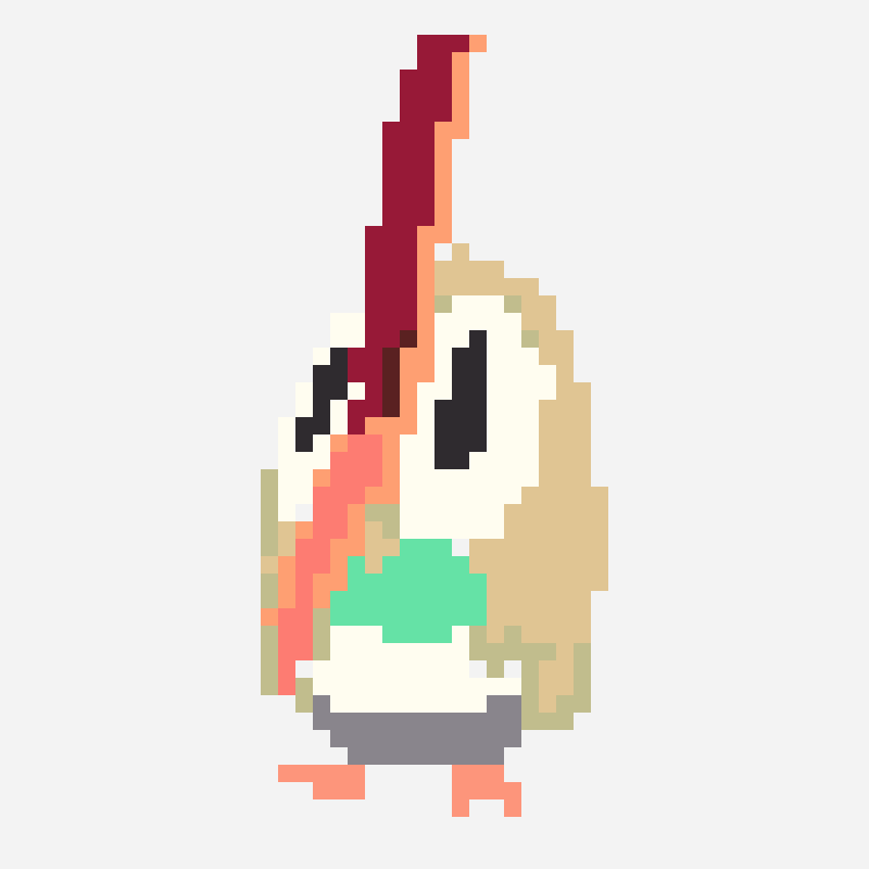Cursed Rowlet perler bead pattern, 22×46 grid