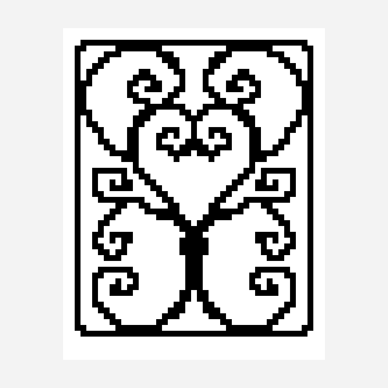 Sankofa Adrinkra pixel art pattern, 45×57 grid