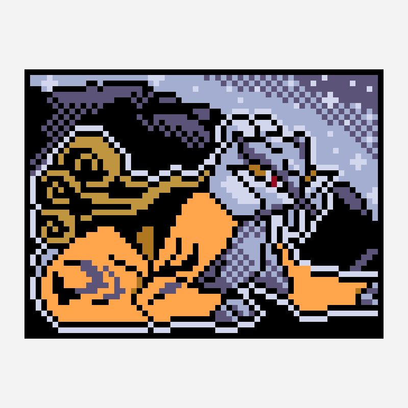 Shiny Raikou pixel art pattern, 64×48 grid