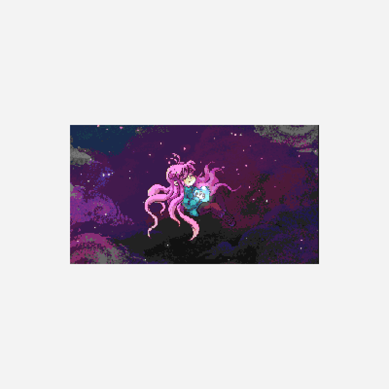Madeline with a crystal heart pixel art pattern, 256×143 grid