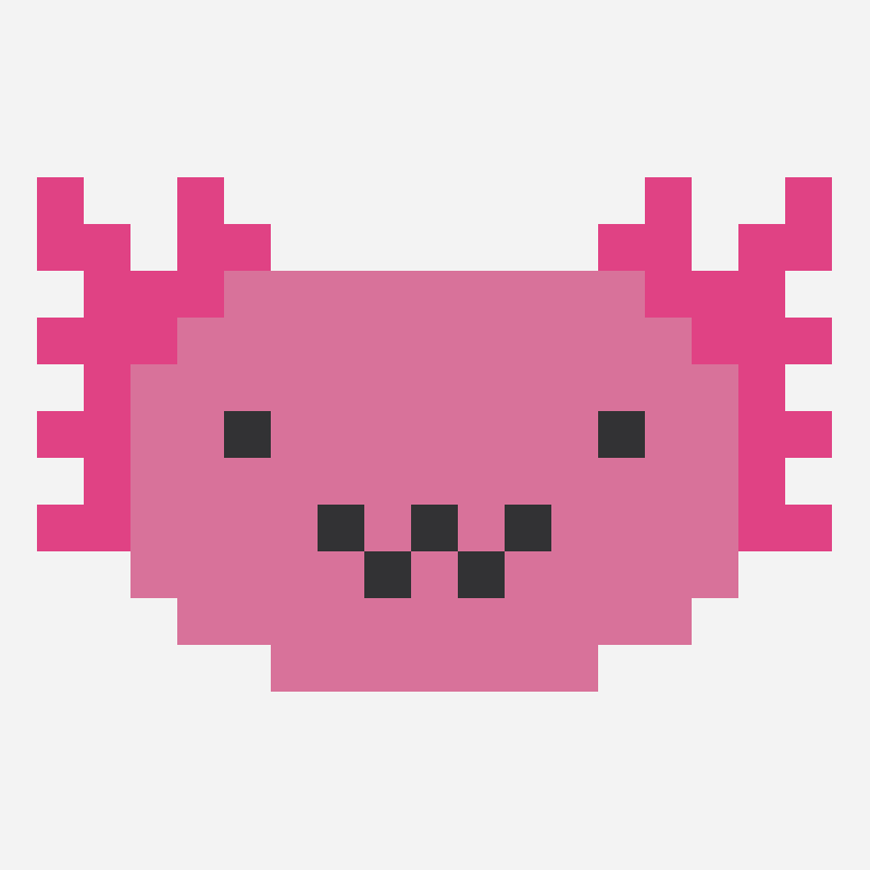 Axolotl face pixel art pattern, 17×11 grid