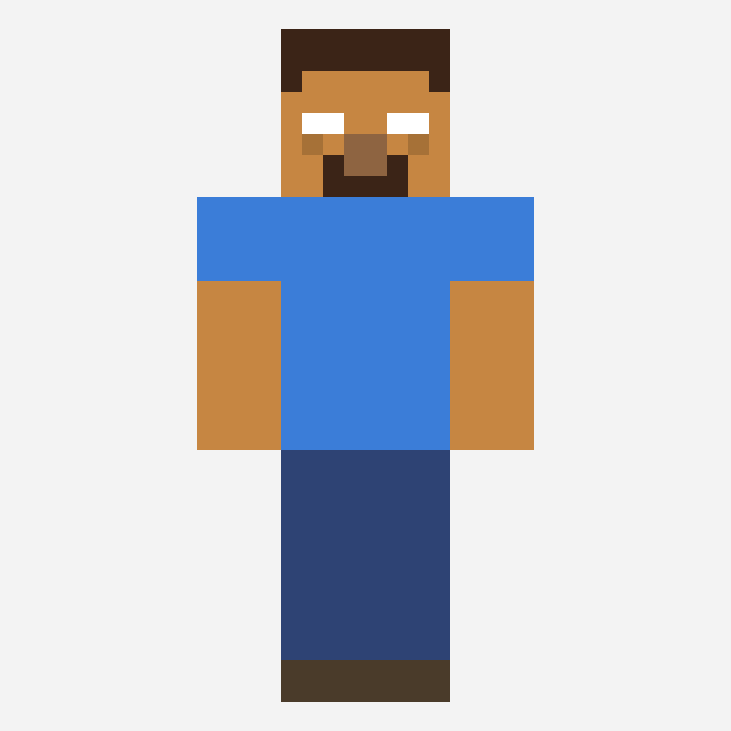 Herobrine minecraft skin pattern, 64×64 grid