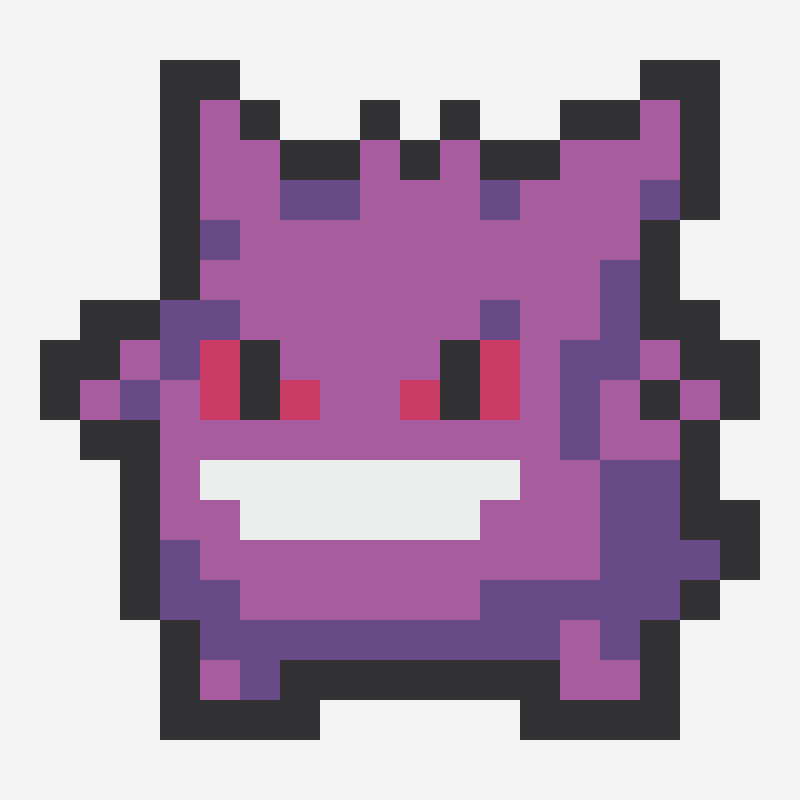 Gengar perler bead pattern, 18×17 grid