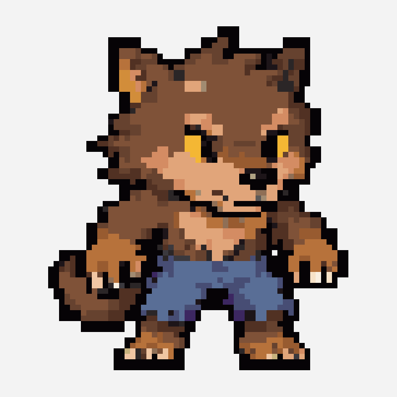 Halloween werewolf pixel art pattern, 55×63 grid