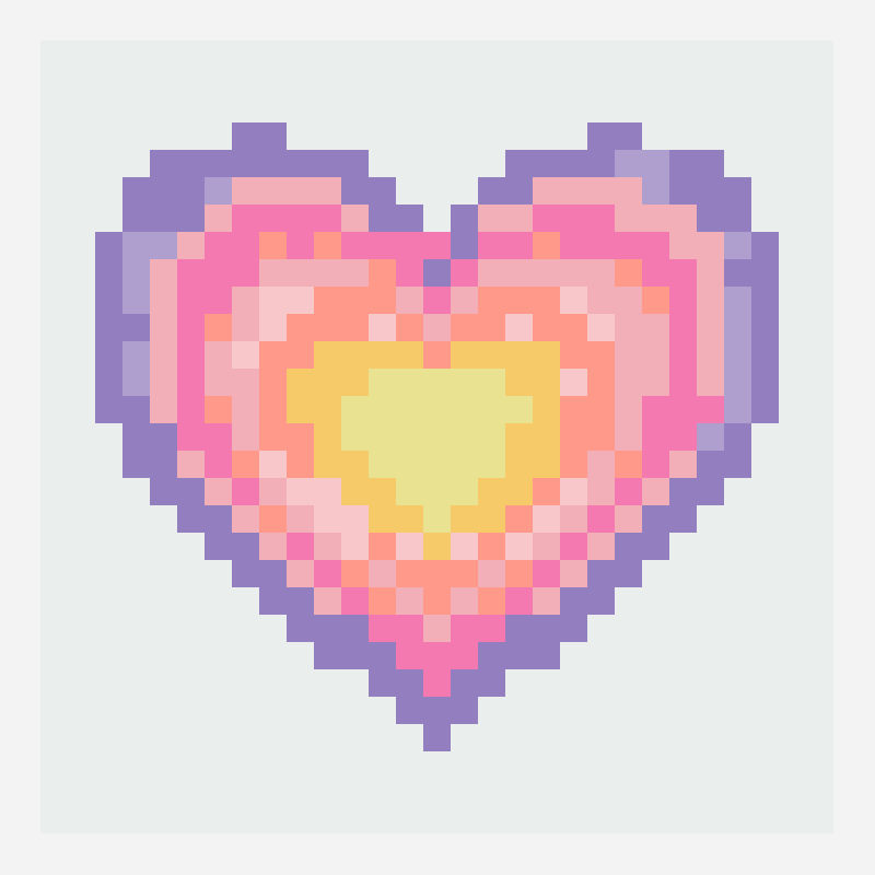 Ombre heart perler bead pattern, 29×29 grid