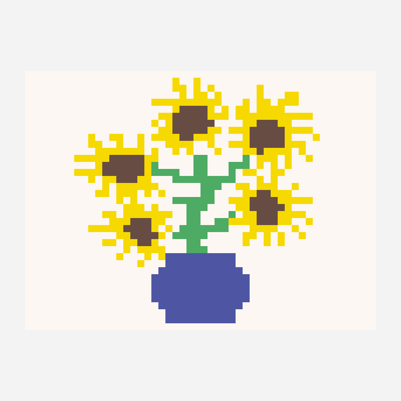 해바라기 화병 perler bead pattern, 50×37 grid