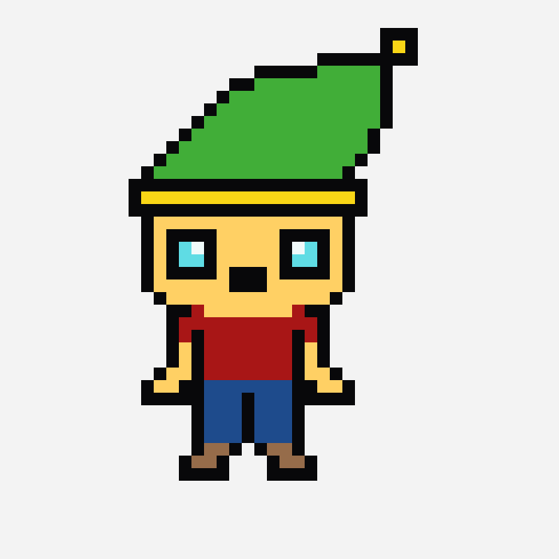 Little Yellow Elf minecraft block art pattern, 40×40 grid