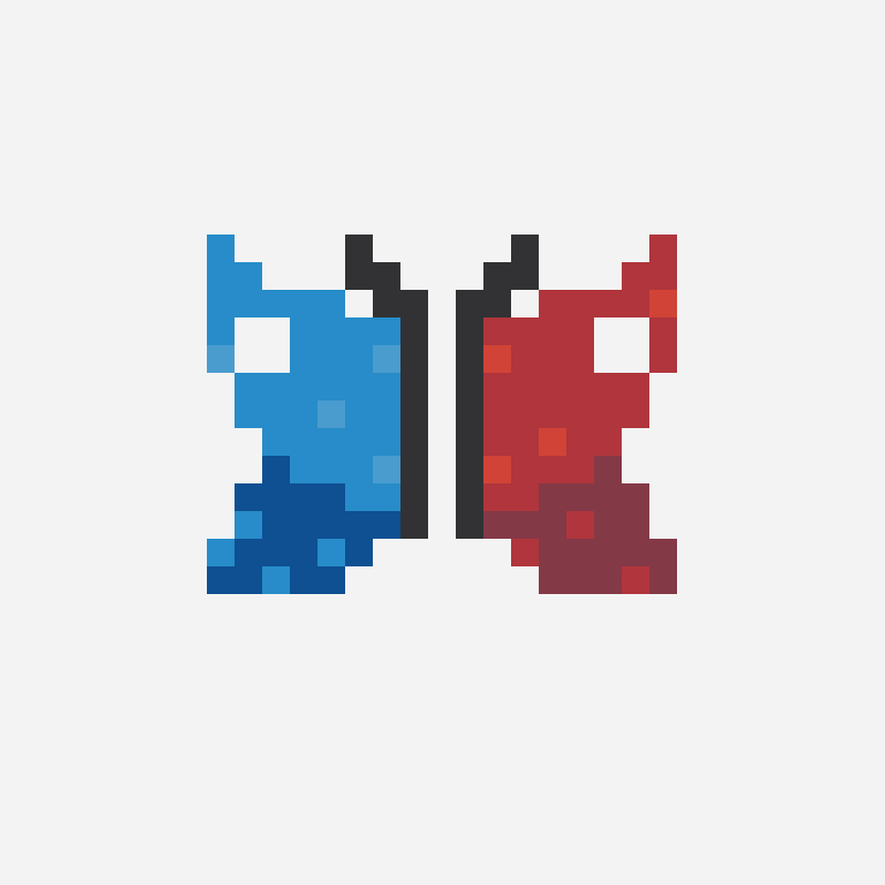 Red&blue friendship keychain perler bead pattern, 29×29 grid