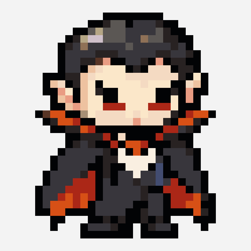Halloween vampire pixel art pattern, 24×30 grid