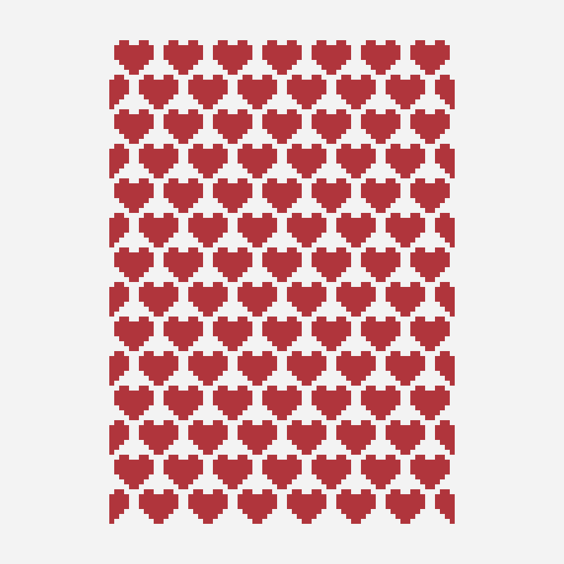 hearts perler bead pattern, 70×100 grid