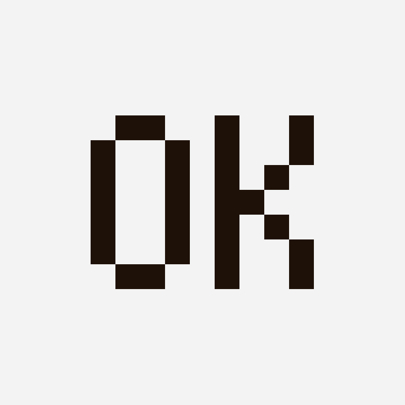 OK cross stitch pattern, 15×13 grid