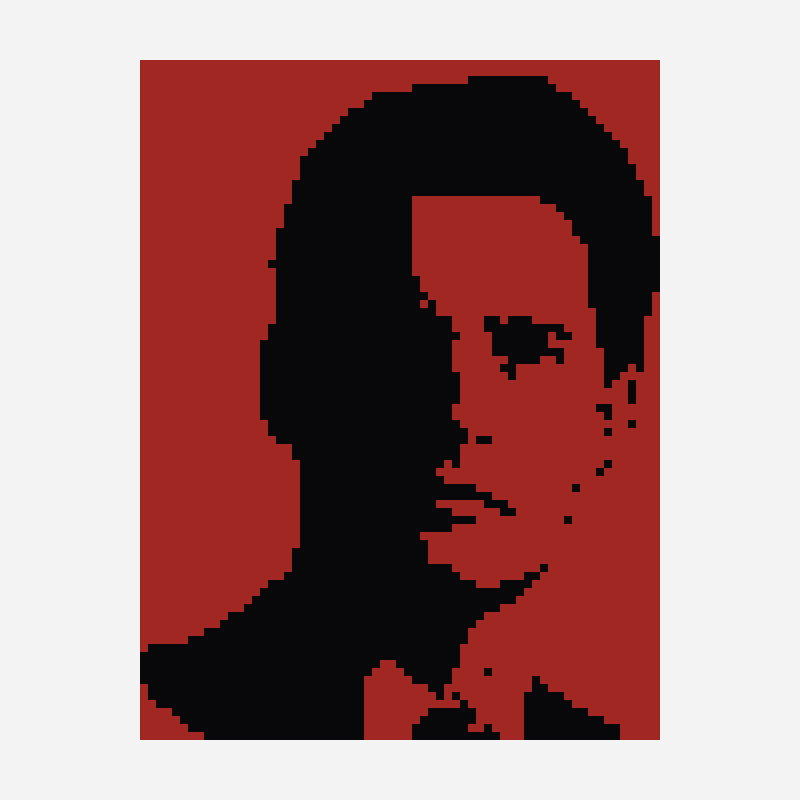 Dale Cooper minecraft block art pattern, 65×85 grid