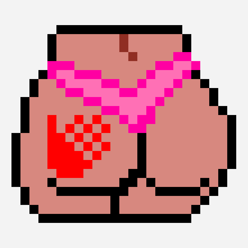 Booty Smack perler bead pattern, 25×22 grid