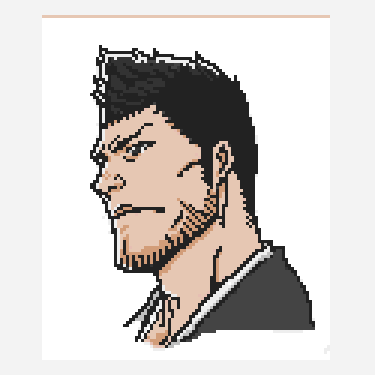 黑崎一心侧脸讲话 pixel art pattern, 96×115 grid