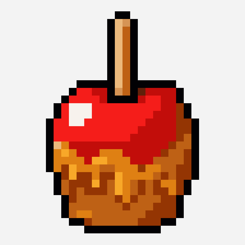 Halloween caramel apple pixel art pattern, 20×29 grid