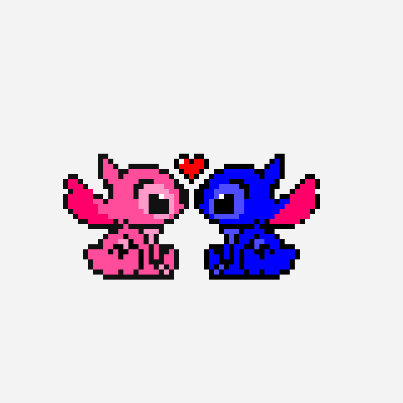 Stich fall in love pixel art pattern, 67×33 grid